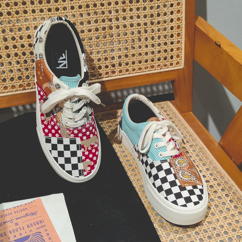 New Men's and Women's Plaid Low-top Canvas Shoes Couple Retro Color Matching Sneakers Male Non-Slip Running Tenis Feminino
New Men's and Women's Plaid Low-top Canvas Shoes Couple Retro Color Matching Sneakers Male Non-Slip Running Tenis Feminino