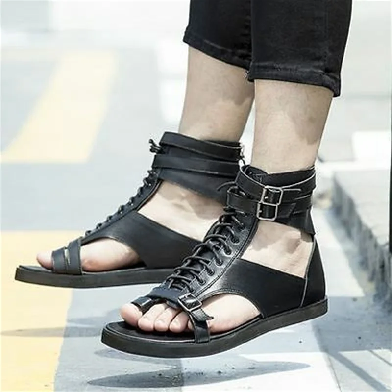 Roman Sandals for Men Buck Strap Lace Up Black White Color Flat Square Toe Hollow Casual Versatile Male Fashion Single Shoes
Roman Sandals for Men Buck Strap Lace Up Black White Color Flat Square Toe Hollow Casual Versatile Male Fashion Single Shoes