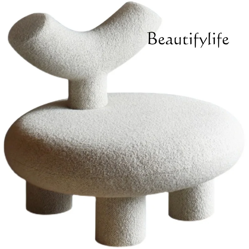 

Light Luxury Leisure Chair Living Room Single-Seat Sofa Chair Lamb Wool Creative Shoe Changing Stool Designer Furniture