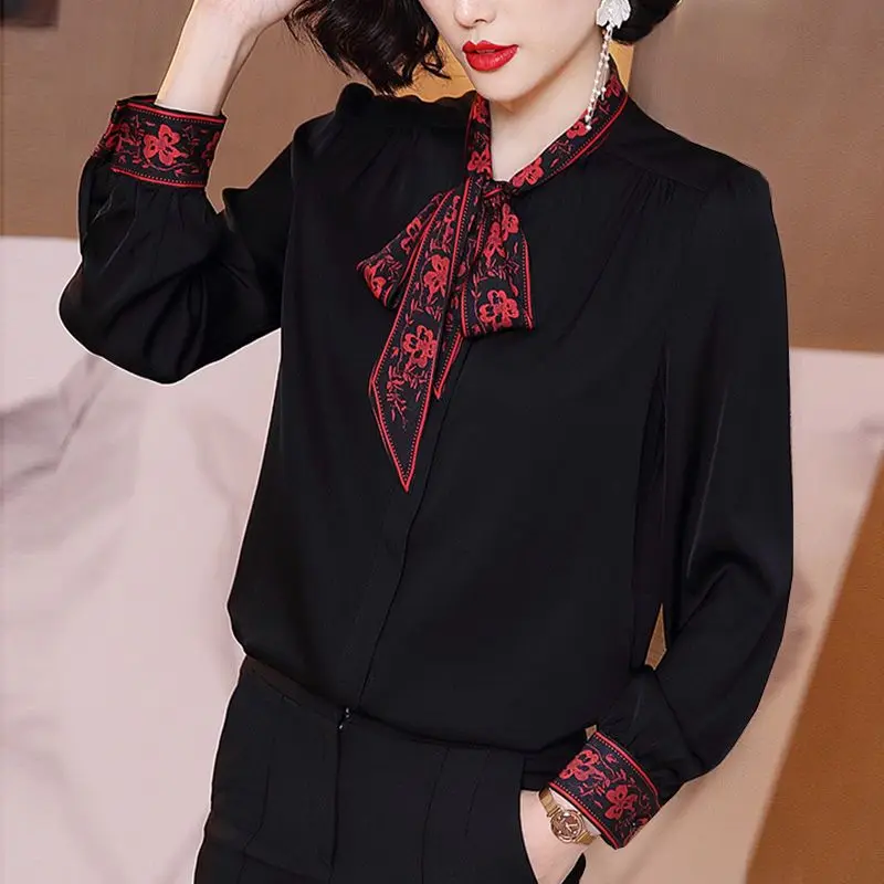 Vintage Printed Button Spliced Lace Up Bow Chiffon Shirt Women's Clothing 2023 Spring New Casual Tops Loose Office Lady Blouse
Vintage Printed Button Spliced Lace Up Bow Chiffon Shirt Women's Clothing 2023 Spring New Casual Tops Loose Office Lady Blouse