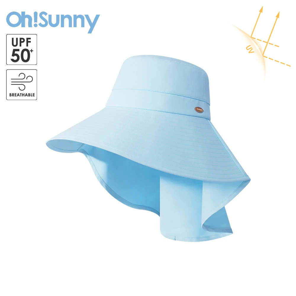 

OhSunny Fashion Sunhats Foldable Wide Brim Bucket Hat With Neck UV Protection UPF50+ Beach Travel Cap Outdoor Fishing Hiking