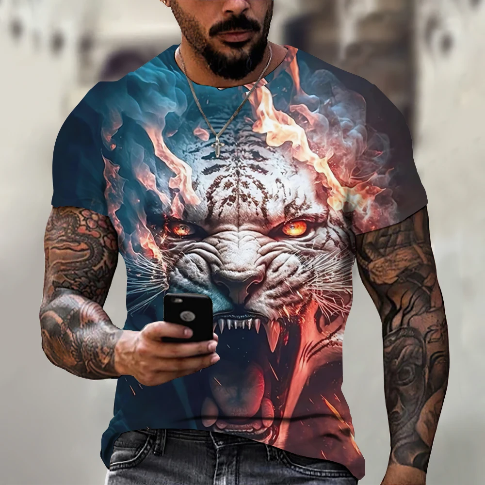 Men T-shirt Retro 3D Lion Print O-Neck Short Sleeve Casual Street Tops Animal Pattern T-shirt New Loose T-shirt Men's Clothing
Men T-shirt Retro 3D Lion Print O-Neck Short Sleeve Casual Street Tops Animal Pattern T-shirt New Loose T-shirt Men's Clothing