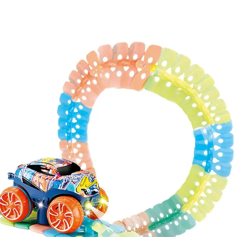 

Race Track Toy Flexible LED Car Track Play Set Glow Tracks Racing Set Light Up Car Track Toys Gifts For Girls Boys Kids