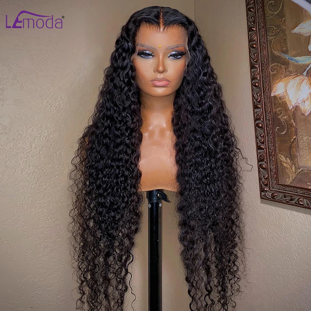 

13x6 HD Lace Frontal Wig Water Wave 13x4 Lace Front Human Hair Wigs Curly Brazilian Remy Hair PrePlucked Wigs For Women Lemoda