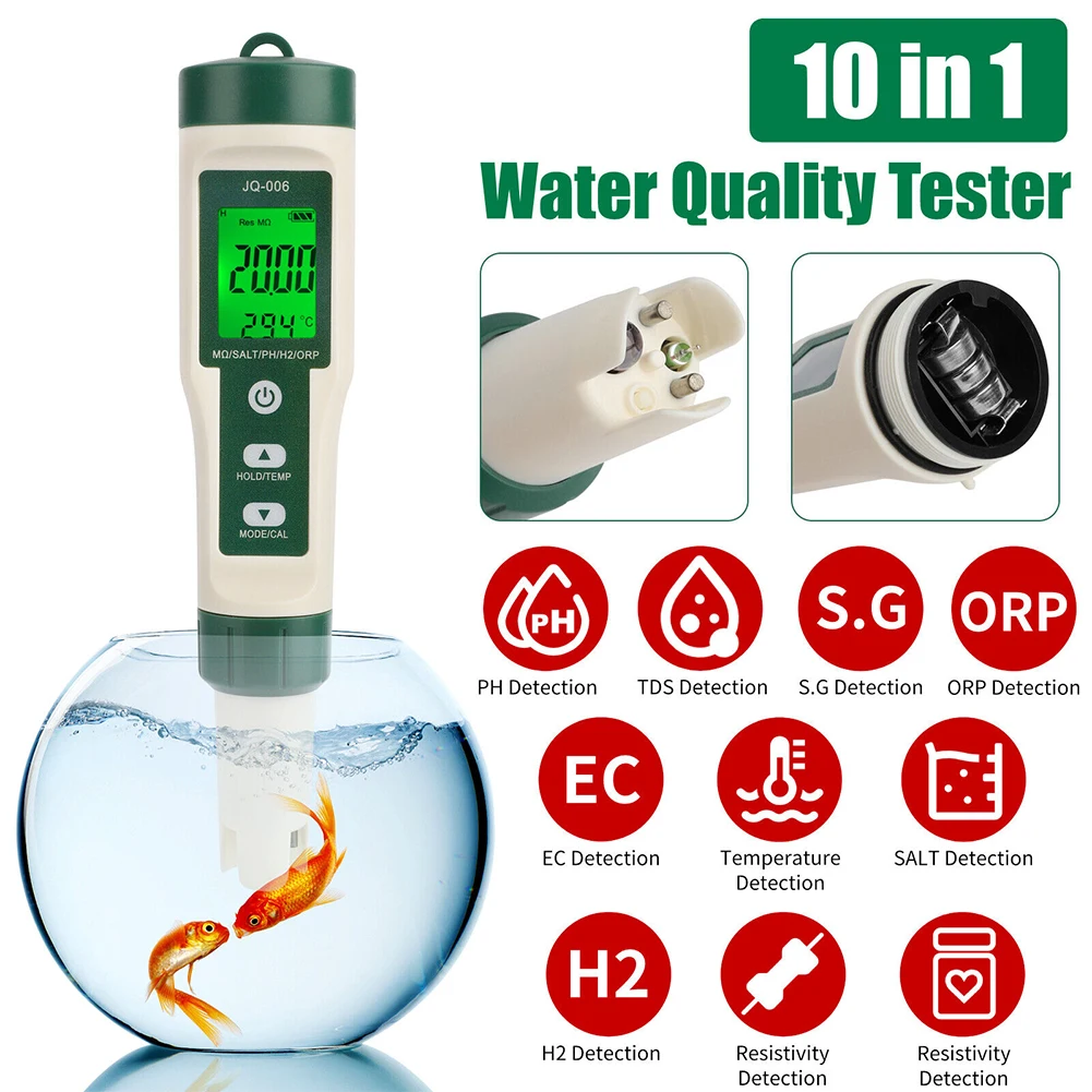 Multifunction Testing Pen for Pool Aquarium, Water Quality Test PH TDS SALT SG ORP EC Hydrogen Resistivity TEMP Nutrient 10 in 1
Multifunction Testing Pen for Pool Aquarium, Water Quality Test PH TDS SALT SG ORP EC Hydrogen Resistivity TEMP Nutrient 10 in 1