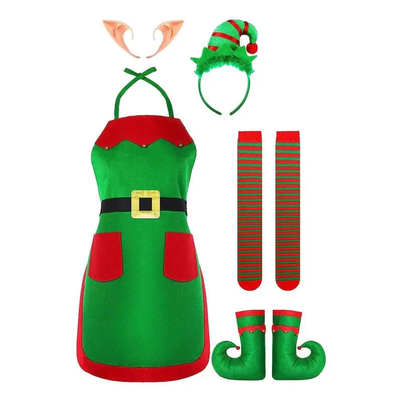 

Рождественский костюм эльфа для косплея, зеленый, розовый костюм для женщин, наряд, рождественское, карнавальное, праздничное, нарядное платье, Новогодняя одежда для взрослых