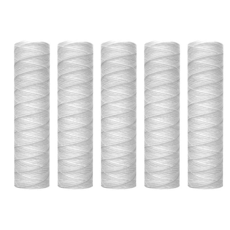 

Hot XD-5Pc 20 Micrometre 10X2.5 Inch String Wound Sediment Water Filter,Whole House Sediment Filtration,Replacement For RO Unit