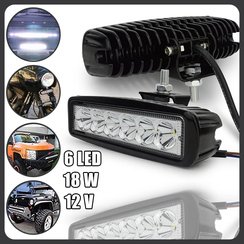 

6LED Car Work Light 18w Spotlight High Bright LED Aluminum Alloy Waterproof Auto Offroad SUV Truck Headlights Driving Lamp 12V