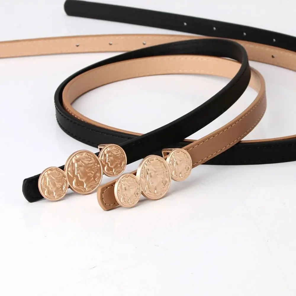 Thin Metal Buckle Belts Simple PU Leather Round Metal Buckle Women Waistbands Solid Color Korean Style Korean Waist Belts Jeans
Thin Metal Buckle Belts Simple PU Leather Round Metal Buckle Women Waistbands Solid Color Korean Style Korean Waist Belts Jeans