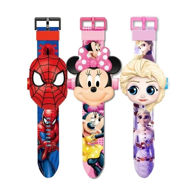 Montre électronique de projection 3D de dessin animé Marvel, Frozen Turewith Flip, jouets animés, cadeaux créatifs pour enfants, 24 images 1