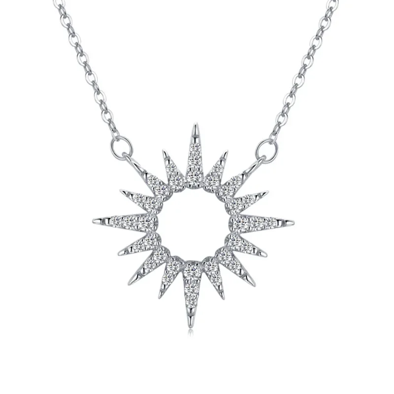 

S925 Sterling Silver Classic Full Diamond Sunflower Necklace for Women in Europe and America Cross Border Luxury Plating