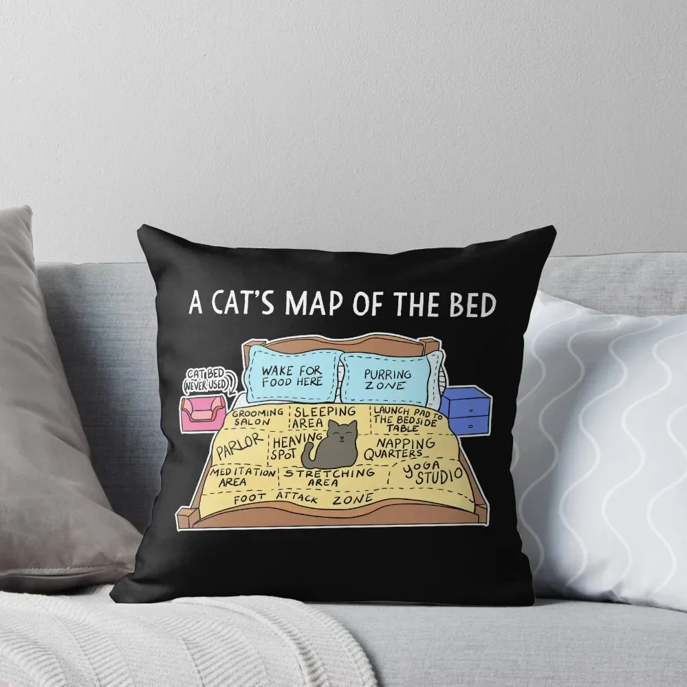 

Cats Map of the Bed Funny Cat gift for Cat owner Throw Pillow Cushions For Decorative Sofa Decorative Cushions