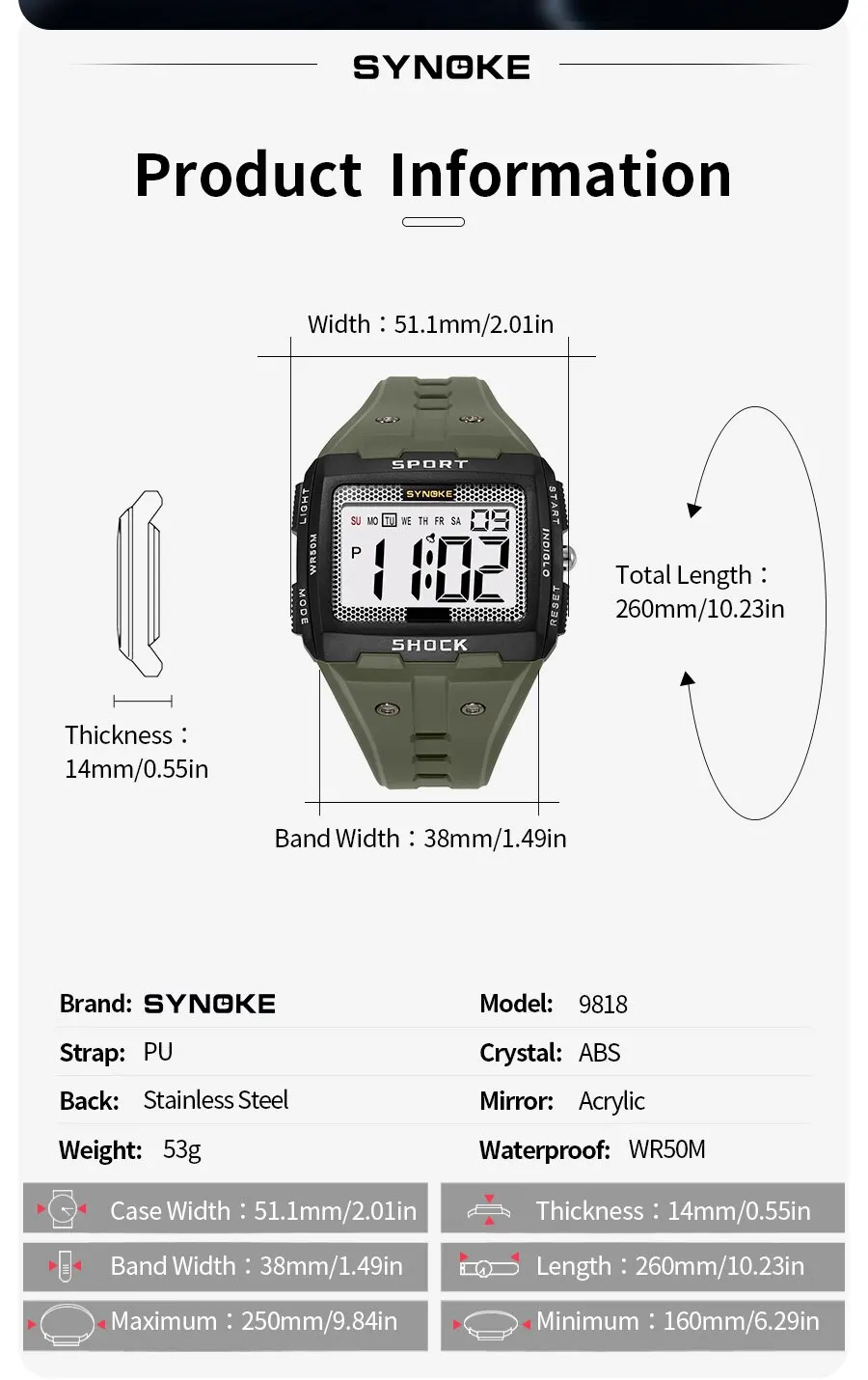 New for Men Sports Electronic Watch Waterproof Night Glow Large Screen Square Student Watch Outdoor Running Camping 2 Mallzona S45cccfb231d14942b6cc0bbc286e8ae0a New for Men Sports Electronic Watch Waterproof Night Glow Large Screen Square Student Watch Outdoor Running Camping Mallzona