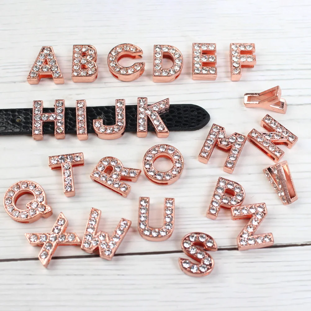 

26 Pcs Square Hole Beaded Bracelet Letter Charms Pendant during Necklace Alloy Crafts DIY Ornaments Pendants Choker