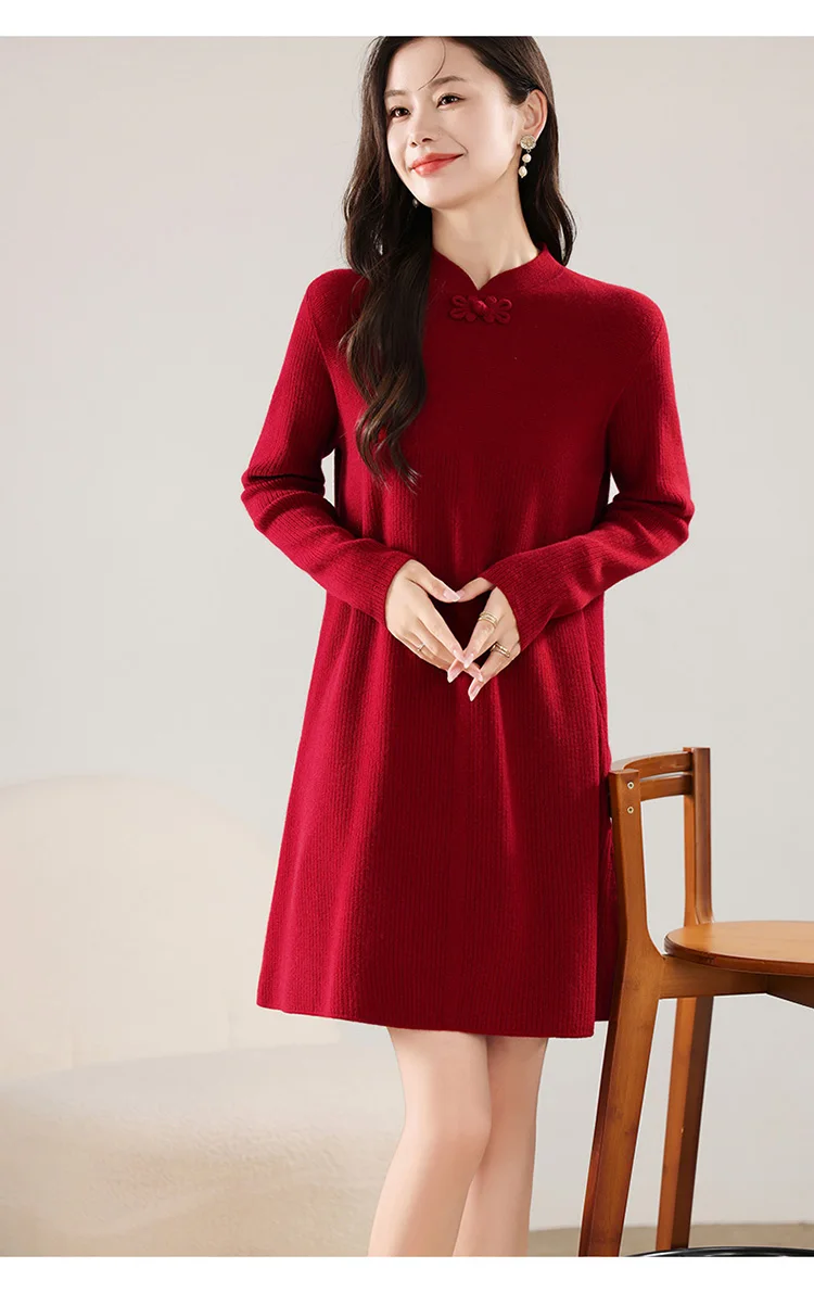 فستان نسائي طويل محبوك ، صوف ميرينو ، فستان تنحيف ، الأكثر مبيعًا في الشتاء والخريف ، جديد فستان نسائي طويل محبوك ، صوف ميرينو ، فستان تنحيف ، الأكثر مبيعًا في الشتاء والخريف ، جديد