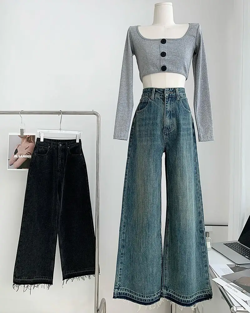 Women's Vintage Wide Leg Flare Jeans Spring Summer Streetwear High Waist Loose Boot Cut Denim Pants Lady Chic Long Loose Jeans
Women's Vintage Wide Leg Flare Jeans Spring Summer Streetwear High Waist Loose Boot Cut Denim Pants Lady Chic Long Loose Jeans