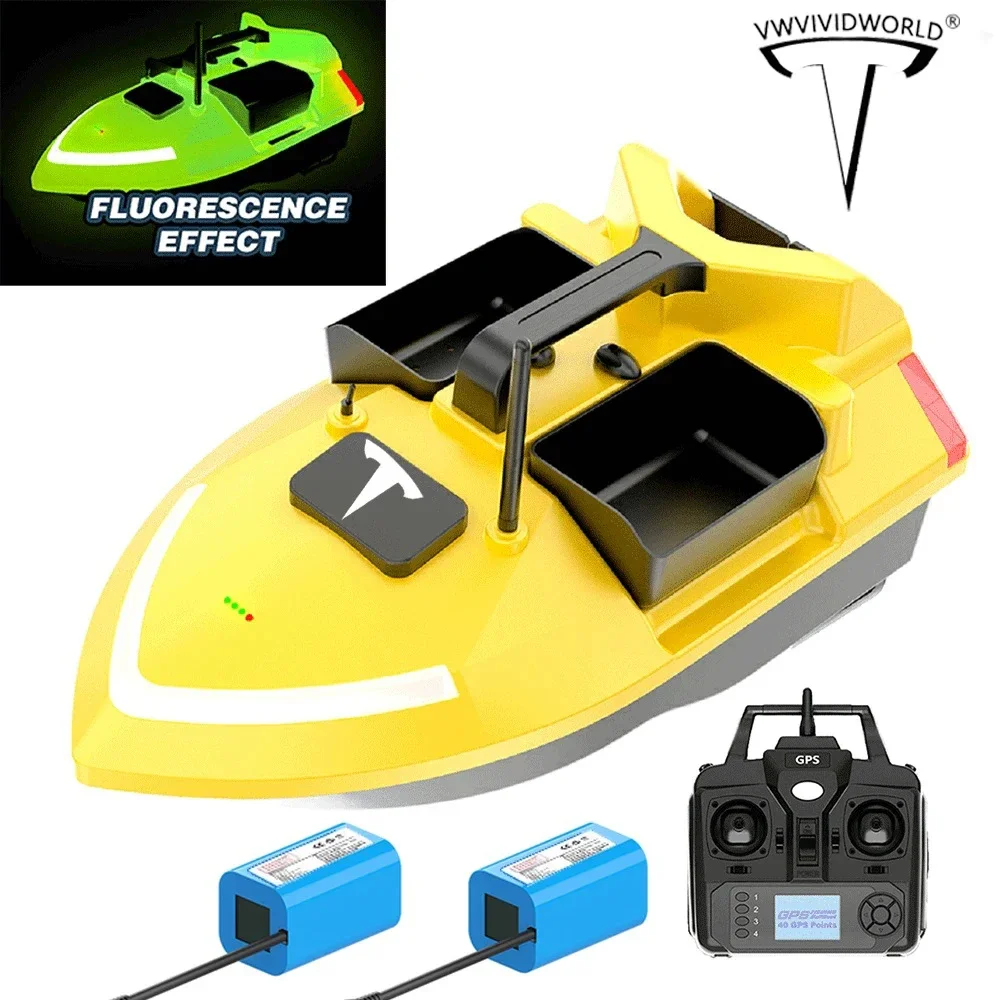 

VWVIVIDWORLD 24000mAh GPS RC Fishing Bait Boat,500M RC Fish Finder,2Kg Loading Automatic Cruise/Return/Route Correction，VX