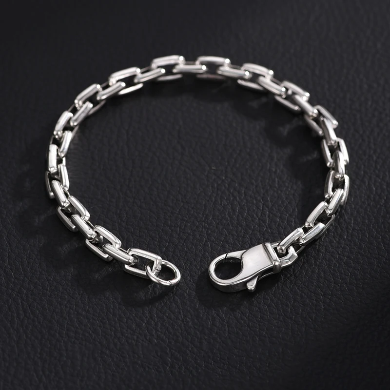 

ZABRA S925 Silver Corner Chain Bracelet for Men's Light Luxury, Small and Simple, Elegant, and High End Handicraft