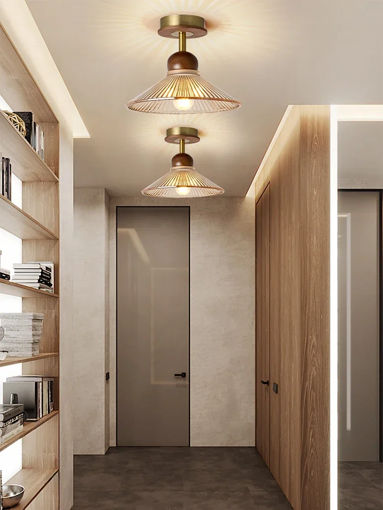 New Chinese style ceiling light, black walnut solid wood, simple and personalized LED corridor and aisle light for entering the
New Chinese style ceiling light, black walnut solid wood, simple and personalized LED corridor and aisle light for entering the