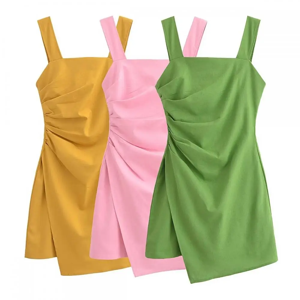 Square Collar Linen Dress Tight Waist Fold Dresses Solid Color Irregular Vestidos Above Knee Length Mini Strap Skirt for Women
Square Collar Linen Dress Tight Waist Fold Dresses Solid Color Irregular Vestidos Above Knee Length Mini Strap Skirt for Women