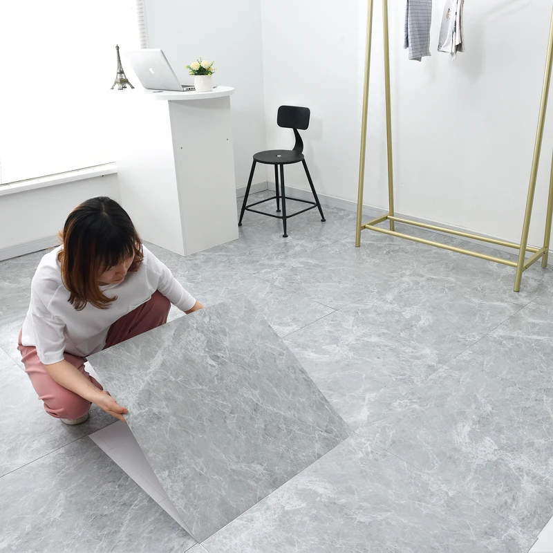 

Thickened Waterproof Self-adhesive Simulation Marble Tile Floor Sticker Living Room Bathroom Kitchen Home Floor Decoration