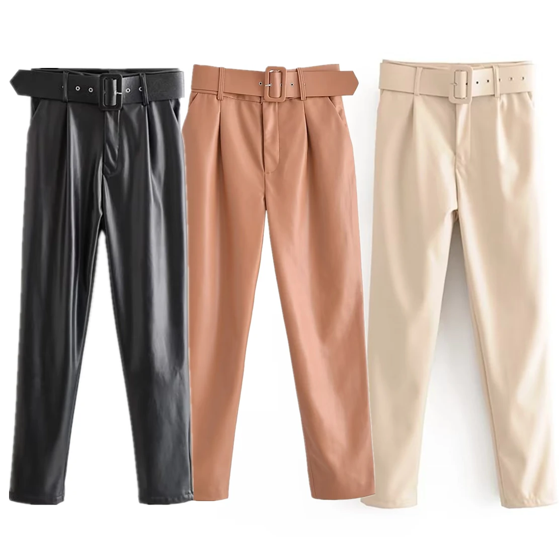 Withered High Waist Leather Loose Trousers England Fashion Simple Sashes Pants Women
Withered High Waist Leather Loose Trousers England Fashion Simple Sashes Pants Women