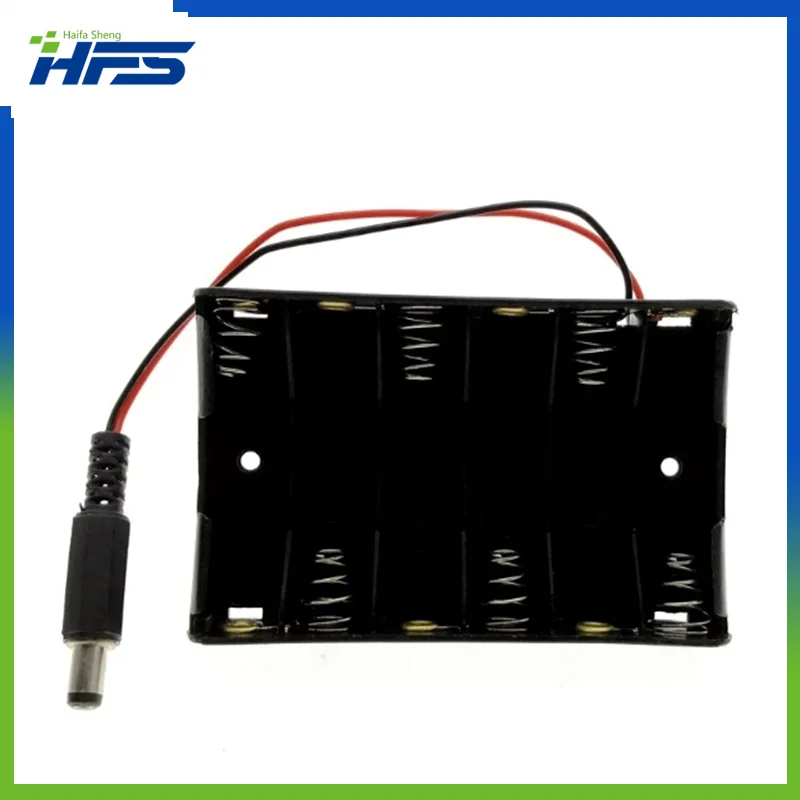 

Size 6 AA Battery Case Holder Box For 6pcs Size AA Battery Case Storage Holder With DC2.1 Power Jack For Arduino