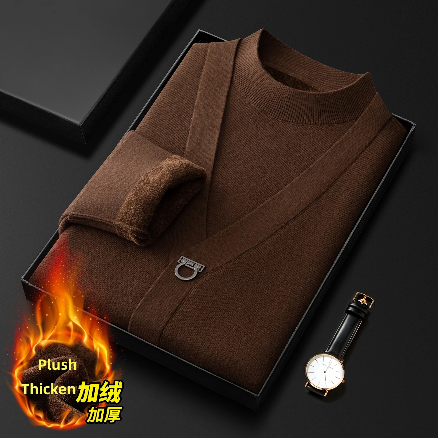 Luxury Quality Men's Wool Sweater Autumn Winter O-Neck Fake Two Piece Button Plush Pullover Korean Simple Casual Bottom Sweater
Luxury Quality Men's Wool Sweater Autumn Winter O-Neck Fake Two Piece Button Plush Pullover Korean Simple Casual Bottom Sweater