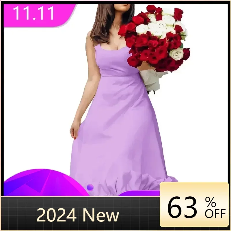 Hepburn Style New Casual Women's Fashion Elegant Long Dress 24 Summer Fashion Strap Square Neck Large Hemline Solid Color Dress
Hepburn Style New Casual Women's Fashion Elegant Long Dress 24 Summer Fashion Strap Square Neck Large Hemline Solid Color Dress
