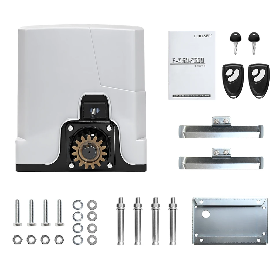 

Foresee F-550M Sliding Gate Opener Motors Automatic Sliding Door Operator 600kgs DC24V&AC220V Dual Input Load