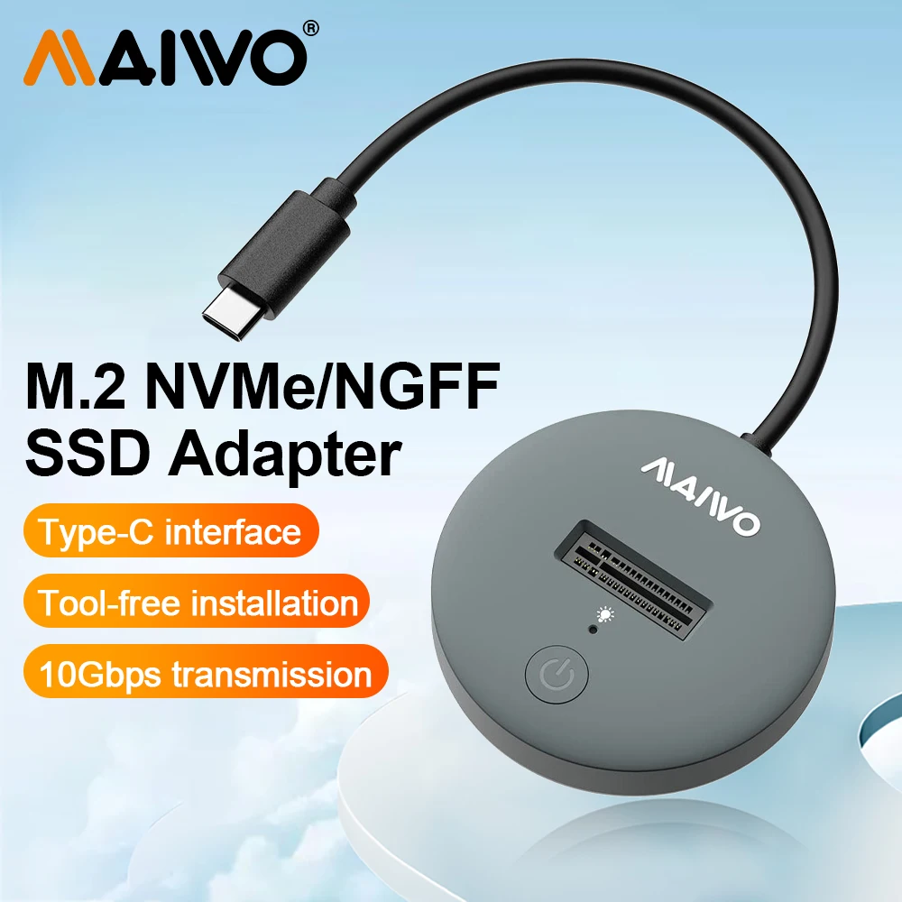 

MAIWO M.2 NVMe SSD Enclosure 10Gbps PCIe USB C External Case M2 NGFF NVMe Hard Drive Disk Storage Box Housing for PC Case Laptop