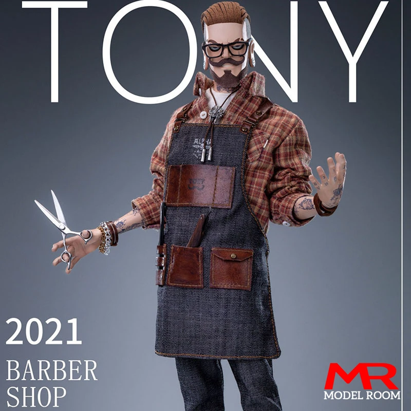 

JC-001 1/6 Barber Shop Tony Double Head Sculpts Figure Model Fashion Male Soldier Action Figure Body Doll Full Set Toy