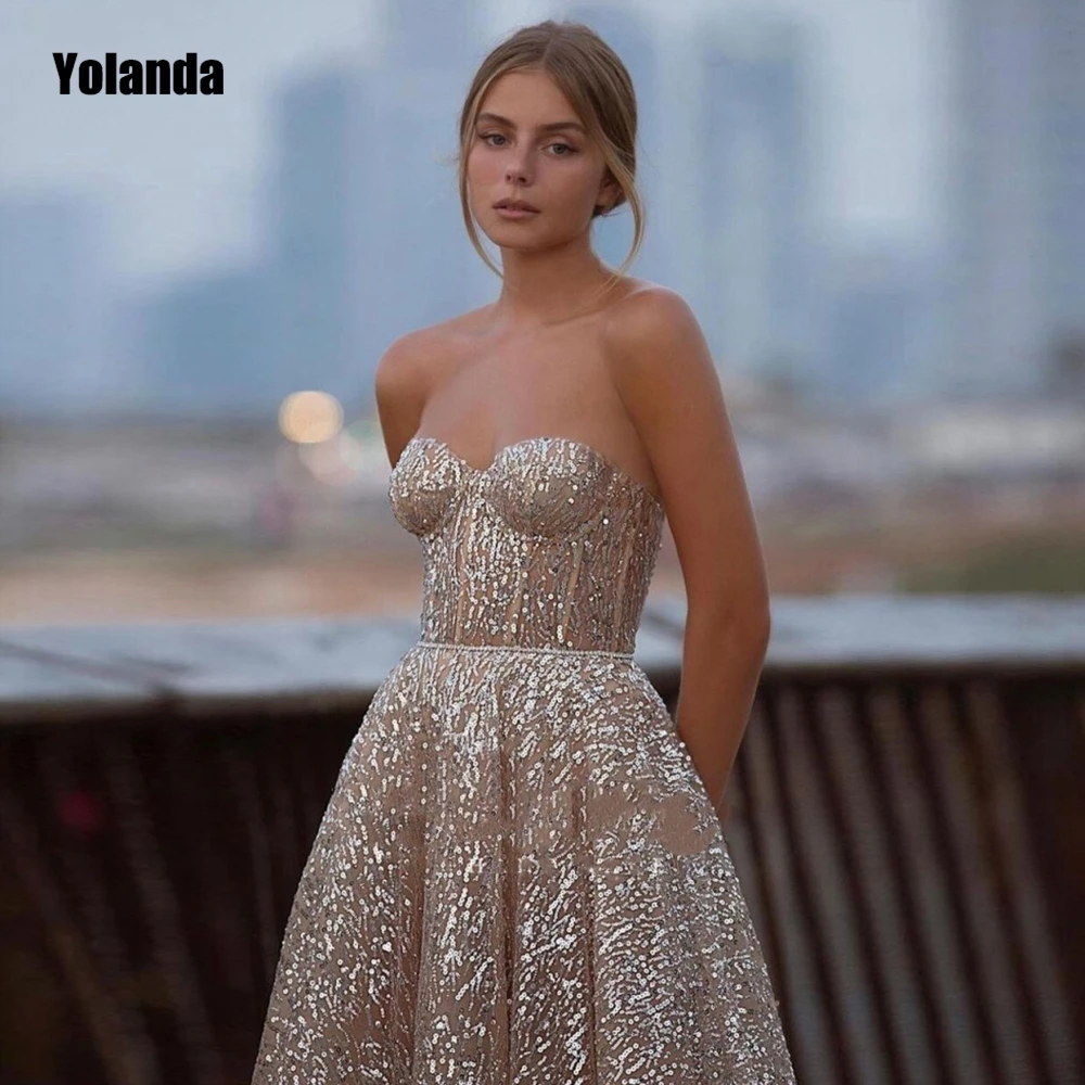 2024 New Glitter Prom Dress Sweetheart Strapless Ankle Length A Line Backless Evening Gowns Shiny Women Formal Party Dress
2024 New Glitter Prom Dress Sweetheart Strapless Ankle Length A Line Backless Evening Gowns Shiny Women Formal Party Dress