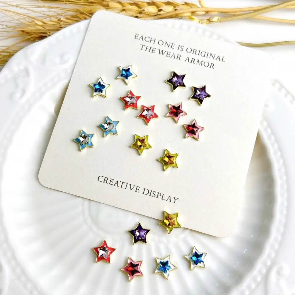 

5Pcs Mixed Color Pentagram Metal Star Crystal Flatback Rhinestones Nail 3D Charms Gold Decorations Parts Manicure Accessories