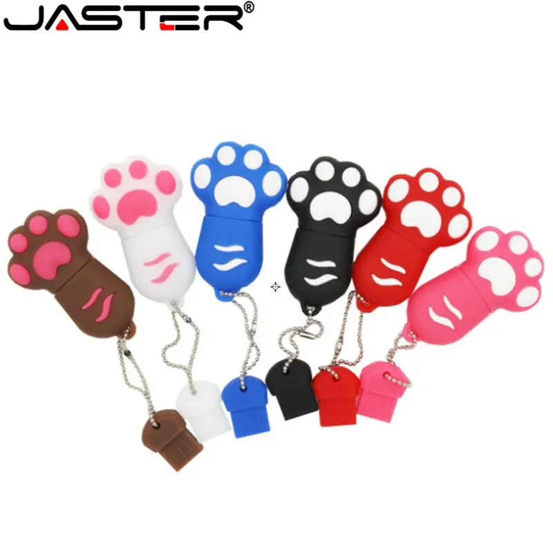 

JASTER Cartoon Cat Claw USB Flash Drives 64GB Cute Pen Drive 32GB 16GB Creative Gift Mini Silica Gel USB Stick Gifts For Kids