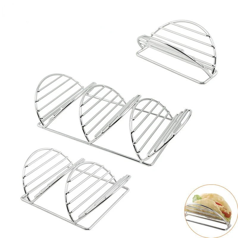 

Taco Holder Stands Stainless Steel with Easy-Access Handle, Oven, Grill, and Dishwasher Safe, Smooth Edge