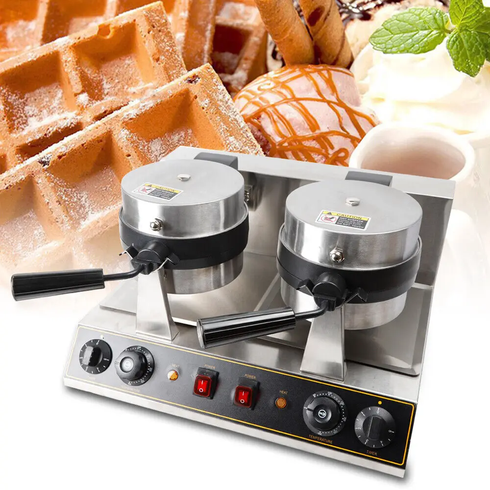 Commercial Waffle Maker, 2600W Double Head Round Waffle Rotating Maker Machine Non-stick Waffle Cake Baker Pan Stainless Steel
Commercial Waffle Maker, 2600W Double Head Round Waffle Rotating Maker Machine Non-stick Waffle Cake Baker Pan Stainless Steel