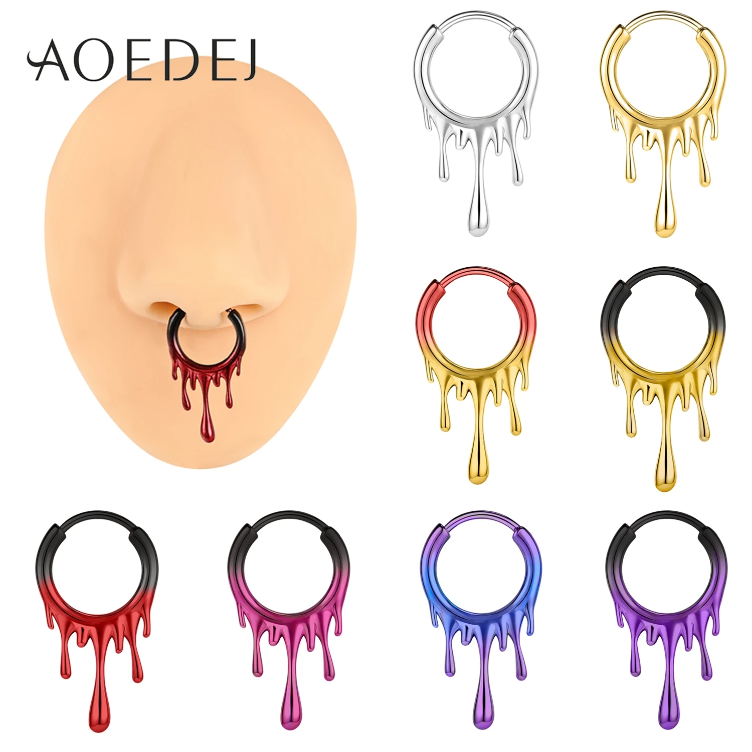 AOEDEJ 1 PC 18G Colorful Gradient Stainless Steel Hoop Nose Ring 10MM Septum Rings Lava Irregular Pattern Nose Piercings Jewelry
AOEDEJ 1 PC 18G Colorful Gradient Stainless Steel Hoop Nose Ring 10MM Septum Rings Lava Irregular Pattern Nose Piercings Jewelry