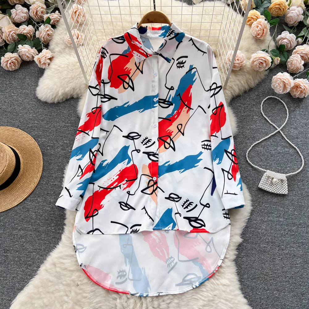 European and American Wind Spring Trends in the Long Section Loose Irregular Cardigan Sunscreen Printed Shirt
European and American Wind Spring Trends in the Long Section Loose Irregular Cardigan Sunscreen Printed Shirt