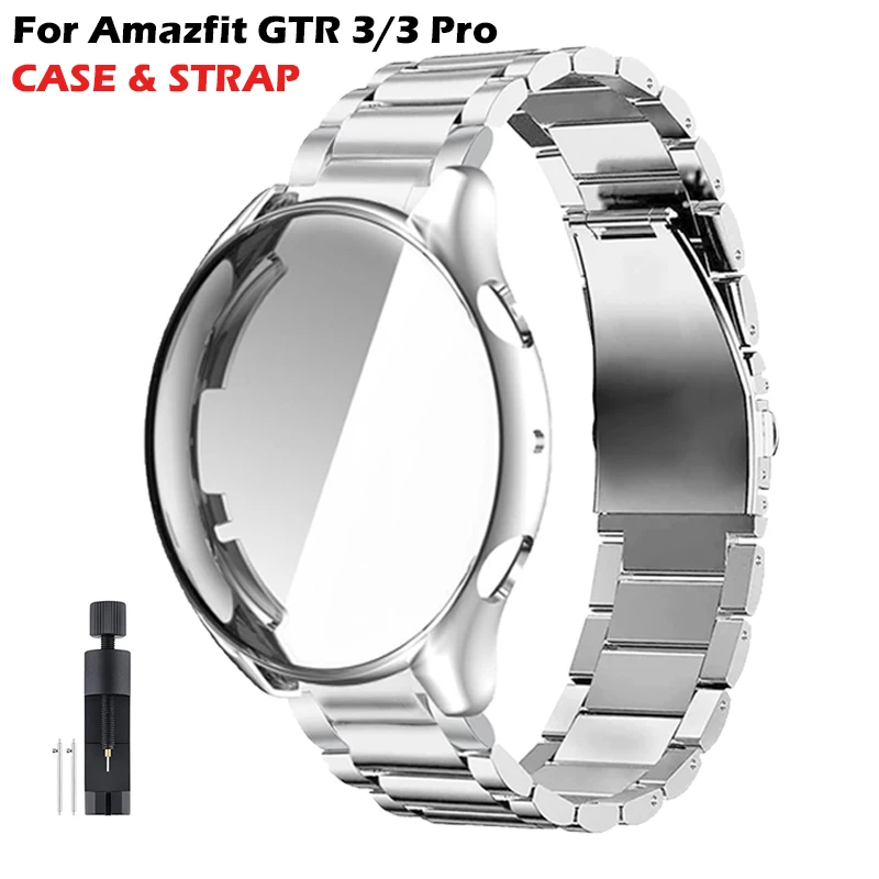 2 in 1 Case & Band For Amazfit GTR3 GTR 3 Pro Stainless Steel Strap Clear Protective Cover Bumper Set Smart Watch Accessories
2 in 1 Case & Band For Amazfit GTR3 GTR 3 Pro Stainless Steel Strap Clear Protective Cover Bumper Set Smart Watch Accessories