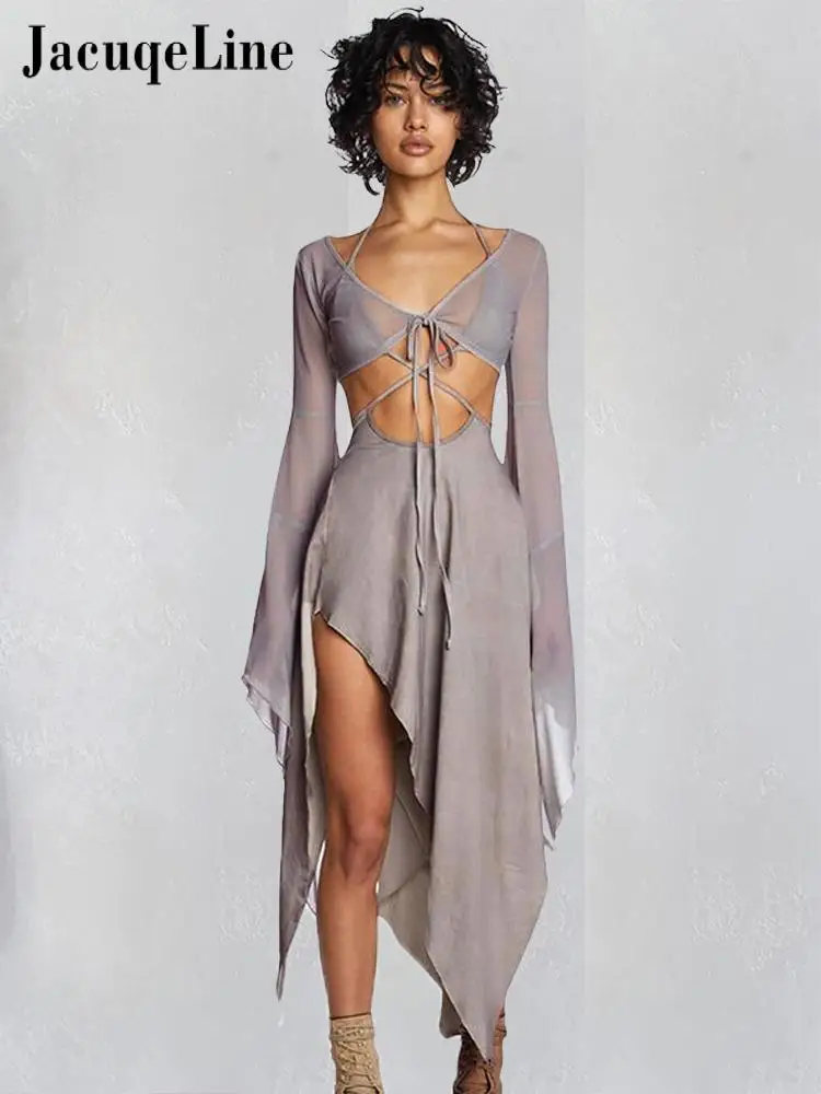 Jacuqeline Irregular Dress Sets Mesh Long Sleeve Lace Up Tops and Halter Neck Midi Dress Matching Set 2023 Summer y2k clothes
Jacuqeline Irregular Dress Sets Mesh Long Sleeve Lace Up Tops and Halter Neck Midi Dress Matching Set 2023 Summer y2k clothes