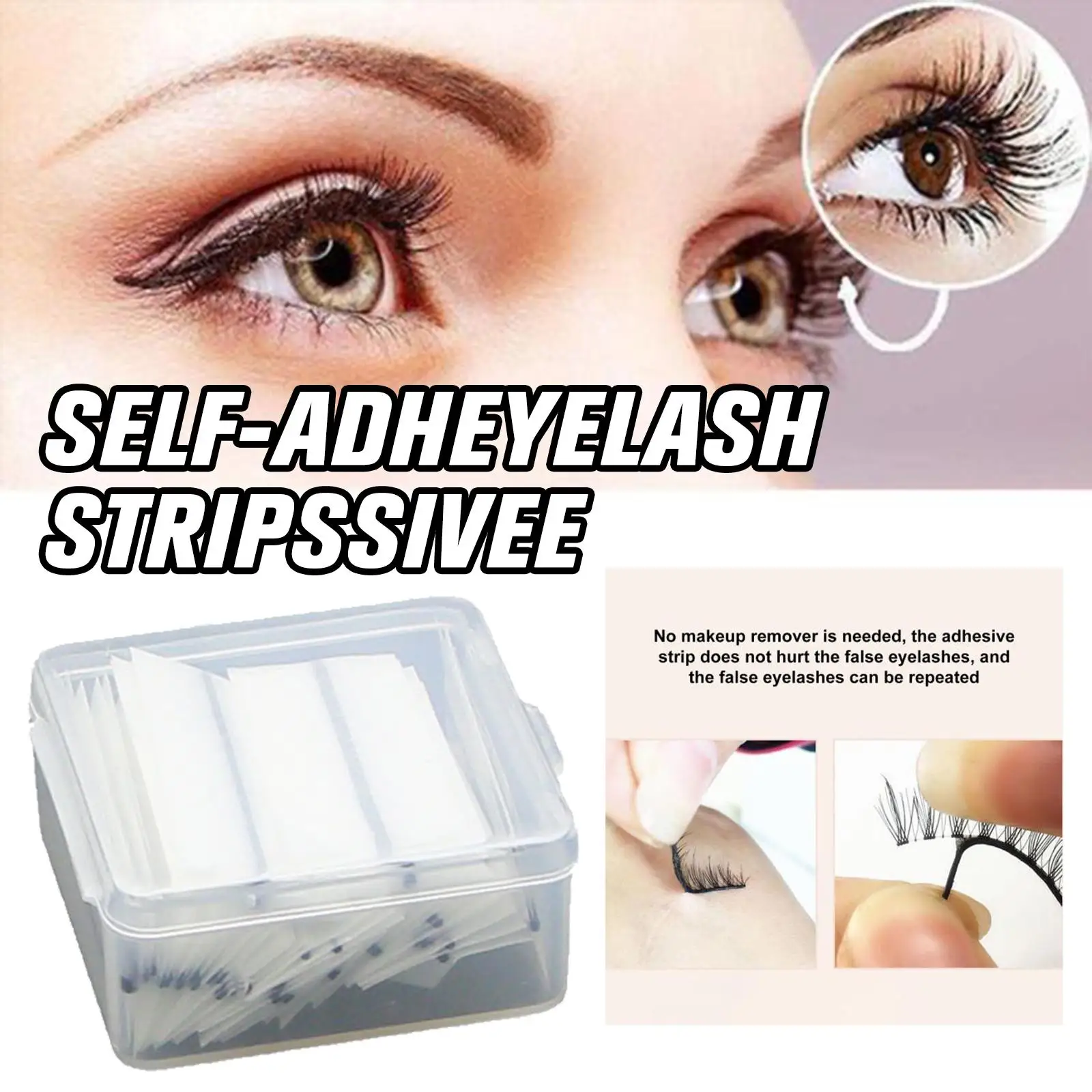 40/50pcs False Eyelashes Glue Strip - Reusable Self-Adhesive Glue-Free Makeup Tool No Glue Eyelash Extension
40/50pcs False Eyelashes Glue Strip - Reusable Self-Adhesive Glue-Free Makeup Tool No Glue Eyelash Extension