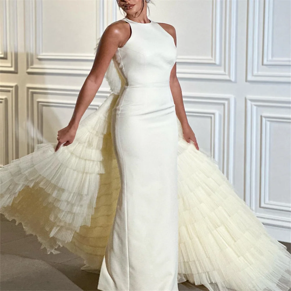 

LUNAFLEYA Formal O Neck Sleeveless Backless Pleat Elegant Mermaid Evening Dress For Woman Floor Length Fashion Classy Prom Gown