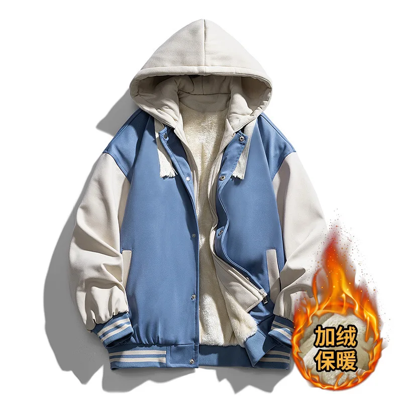 Autumn Winter Men's Loose Baseball Jacket Fashion Color Contrast Jacket Outwears Windbreaker Patchwork Velvet Men Jacket Coats
Autumn Winter Men's Loose Baseball Jacket Fashion Color Contrast Jacket Outwears Windbreaker Patchwork Velvet Men Jacket Coats