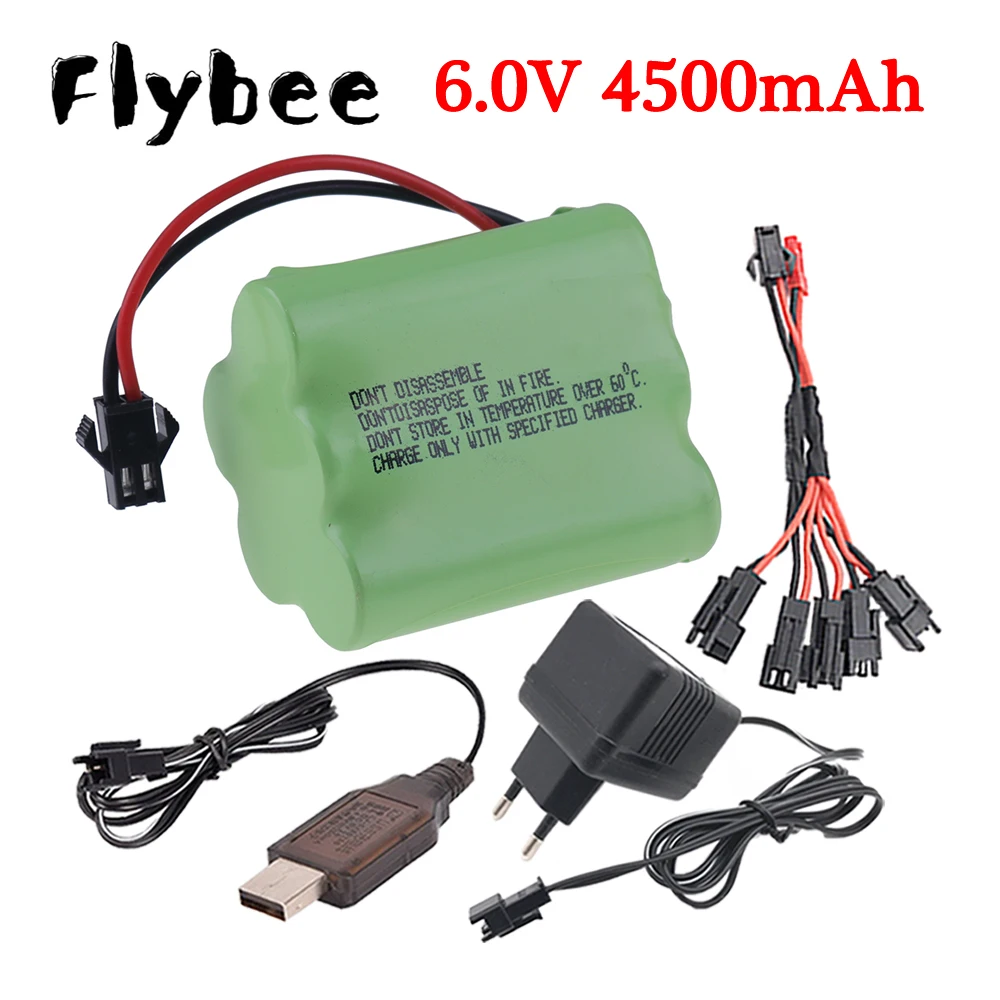 

6V NiMh Battery Pack For Rc Electric Toys Cars Tanks Robots Boats Guns 6.0v 4500mah AA Ni-MH Rechargeable Battery and Charger