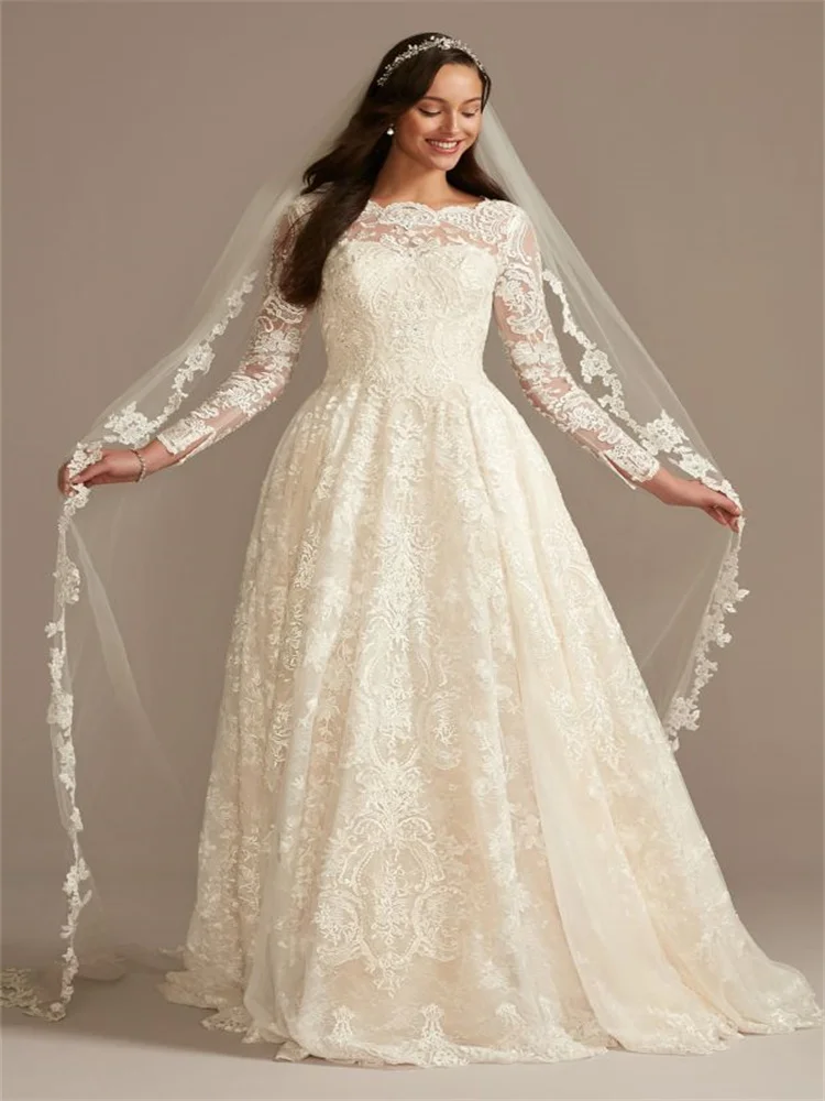 A-Line Luxury High Neck Long Sleeves Tulle Applique With Beading Court Train Dress Elegant Wedding Dresses For Women 2023 Bride
A-Line Luxury High Neck Long Sleeves Tulle Applique With Beading Court Train Dress Elegant Wedding Dresses For Women 2023 Bride