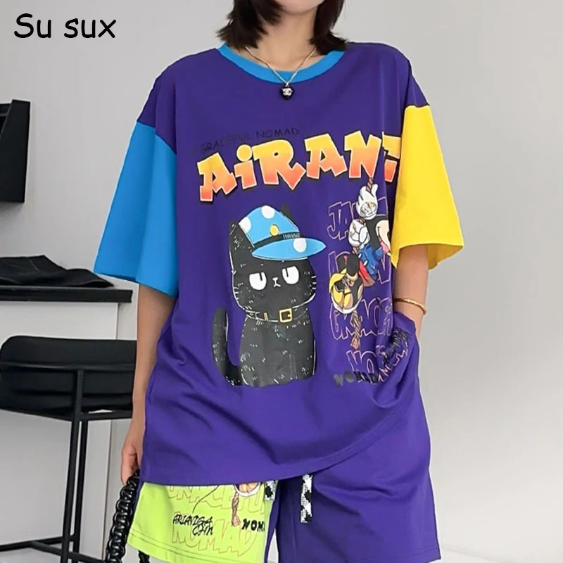 Letter Cartoon Print Patchwork Short Pants Sets Tracksuit Women 2 Pieces 2024 New Arrivals Korean Popular Oversized Short Sleeve
Letter Cartoon Print Patchwork Short Pants Sets Tracksuit Women 2 Pieces 2024 New Arrivals Korean Popular Oversized Short Sleeve