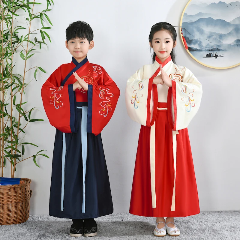 Детский костюм Hanfu в китайском стиле для мальчиков и девочек для учеников начальной школы
Детский костюм Hanfu в китайском стиле для мальчиков и девочек для учеников начальной школы