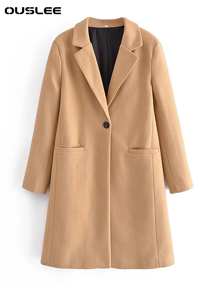 OUSLEE-Women's Single Button Suit Collar Woolen Coat, Vintage Warm Long Sleeve, Welt Pockets, Female Outerwear, Chic Overcoat
OUSLEE-Women's Single Button Suit Collar Woolen Coat, Vintage Warm Long Sleeve, Welt Pockets, Female Outerwear, Chic Overcoat