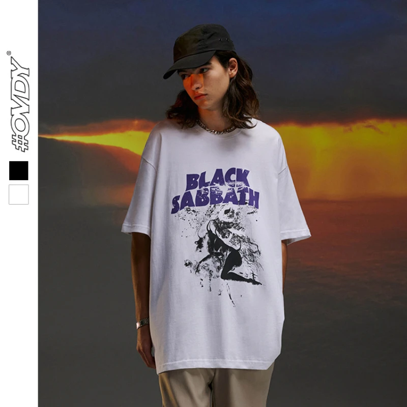 

Европейская и американская торговая марка моды Темный траур хип-хоп принт дьявола с короткими рукавами Свободная футболка большого размера для мужчин